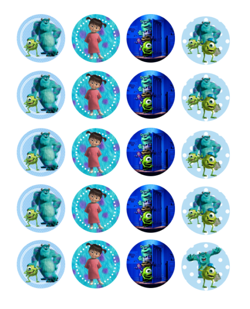 Eetbare print Monster inc Cupcakes Mini