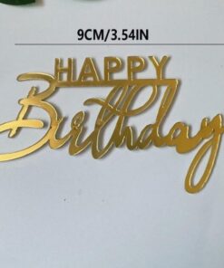 Alternative view of Happy Birthday Caketopper Acryl Goud (set 3)
