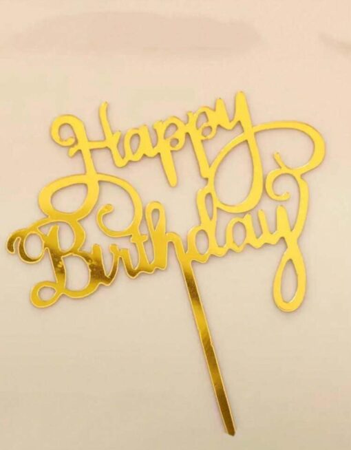 Happy Birthday Caketopper Acryl Goud (set 5)