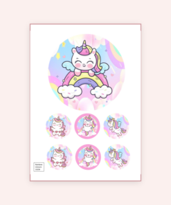 Eetbare print RainbowUnicorn 15cm